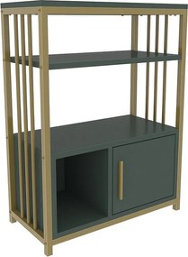 Elegancka zielono-złota biblioteczka, 60 x 80 x 29,6 cm | Płyta wiórowa pokryta melaminą w 100%, grubość 18 mm | Stylowe miejsce do przechow