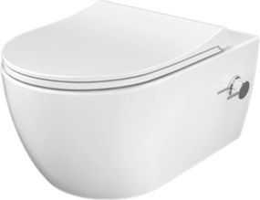 Miska WC wisząca rimless biała z funkcją bidetu RONA white z deską wolnoopadającą typu Slim
