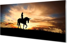 Szkło do Kuchni na Ścianę Podróż na Jednorożcu o Zmierzchu