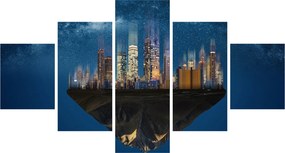 Obraz - Wielkie miasto unoszące się w kosmosie (125x70 cm)
