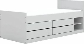 Łóżko młodzieżowe LEON 200x90 z półkami białe