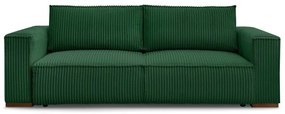Zielona sztruksowa rozkładana/ze schowkiem sofa 244 cm Chelsea – Bobochic Paris