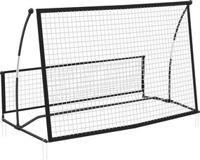 SPORTNOW Rebounder piłkarski, 2-w-1 Dwustronny Składany Rebounder z Siatką, 200 x 94 cm, Czarny | Aosom PL