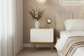 Zestaw 2 szt. szafka nocna stolik z szufladą i metalowymi nogach Nicole - biały mat / złote nóżki