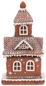 Dekoracja świąteczna Domek z piernika, polyresin, LED, brązowy