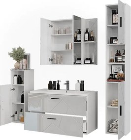 Zestaw mebli łazienkowych biały/biały wysoki połysk 100x44.6x57 irma