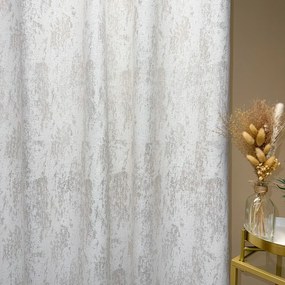 Zasłona na metry biała ze złotymi przetarciami elegancka - wys. 300 cm