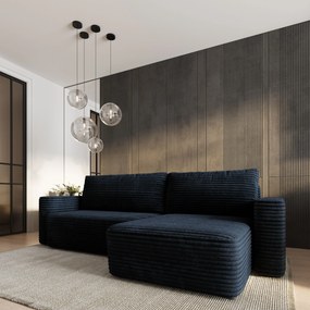 Masseno Narożnik TELIN z funkcją spania i pojemnikiem na pościel Narozniki L, Rozkładana sofa - Czarny, TILIA 100