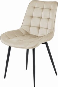 PROMOCJA Beżowe aksamitne krzesło BERA z czarnymi nogami II. gatunek