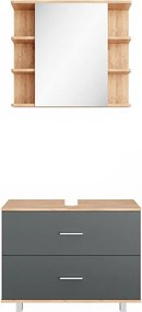 Zestaw mebli łazienkowych antracyt/złoty dąb 80.2x33x60.8 ilias