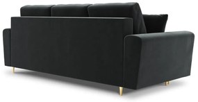 Ciemnoszara aksamitna rozkładana/ze schowkiem sofa 235 cm Kyoto – Cosmopolitan Design