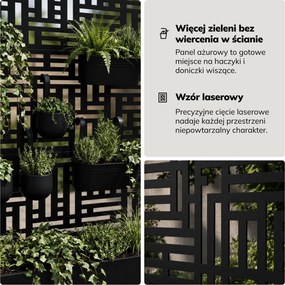 Pergola ogrodowa metalowa z donicą czarna 3in1, 900 × 1800 × 300 mm: ROSE