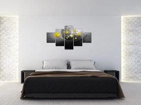 Obraz - żółte abstrakcyjne kule (125x70 cm)
