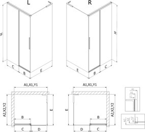 Mexen Rox L kabina prysznicowa rozsuwana prawa 90 x 75 cm, czarna kratka , czarna - 8C2L-090-075-70-77-P