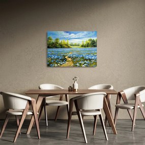 Obraz na szkle - Ścieżka w polu, obraz olejny (70x50 cm)