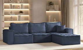 Narożnik w kształcie L Bohoo Maxi, tkanina Raven, Niebieski, Prawy