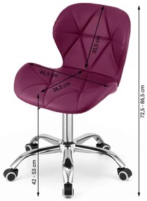 Krzesło biurowe AVOLA z ekoskóry, bordowe
