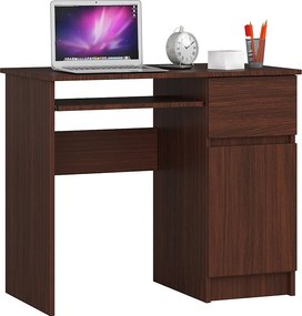 Biurko komputerowe AKORD PIKSEL Wenge 90 cm prawe 1 drzwi 1 szuflada kolor Wenge mat 3 półki 90x50x77 cm