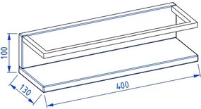 Półka z relingiem LOV 40 cm biały połysk KROFAM