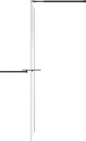 Ścianka prysznicowa dymiona do kabiny walk-in z wieszakiem na ręczniki i półeczkami - 120 x 200 cm - Czarny mat - POMARO