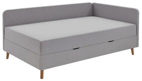 Jasnoszare tapicerowane łóżko jednoosobowe ze schowkiem 120x200 cm Cabana – Meise Möbel