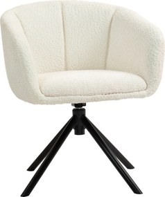 HOMCOM Fotel, Obrotowy Fotel Tapicerowany z Wygodną Muszlą Siedziska, Miękka Tapicerka, do 120 kg, Kremowy