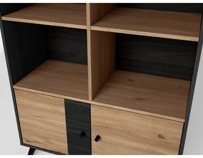 Czarno-naturalny regał w dekorze dębu 92x160 cm Bocami – Marckeric