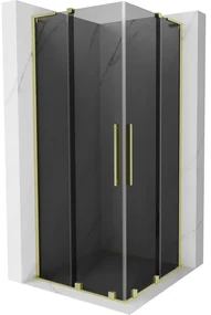Mexen Velar L Duo kabina prysznicowa rozsuwana 80 x 80 cm, grafit, złota szczotkowana - 871-080-080-02-43-55