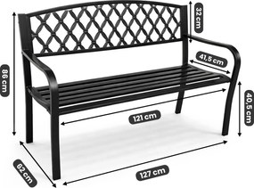 Czarna ławka z ażurowym oparciem do ogrodu Z3-D73