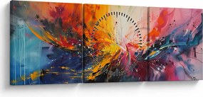 Obraz - Abstrakcja kolorów (z zegarem) (90x30 cm)