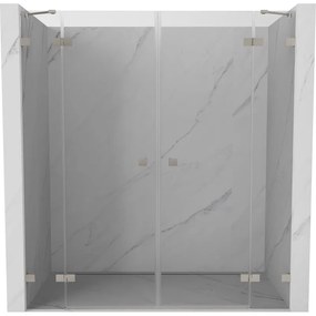 Mexen Lunar Duo drzwi prysznicowe uchylne 180 cm, transparent, nikiel szczotkowany - 834D-180-000-97-00