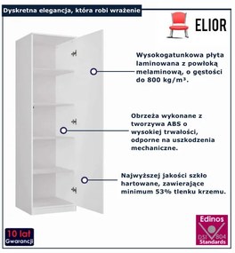 Biała wąska szafa z lustrem  L1-N49