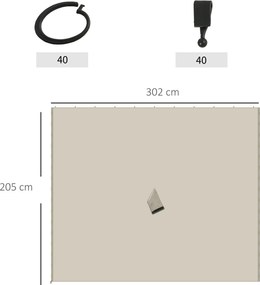 Outsunny Ściany Boczne Do Pawilonu Ogrodowego 3x3m Poliester Błyskawiczny Zamek Beżowe Wytrzymałe Słupki Szyny Przesuń Set 4 Ścian Bocznych Aosom PL