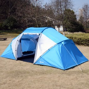 Outsunny Namiot Kempingowy dla Rodzin z 2 Sypialniami dla 4-6 Osób - Idealny do Przygód na Świeżym Powietrzu 430x240 cm | Aosom PL