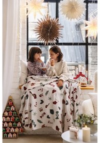 Biały koc ze świątecznym motywem 130x160 cm Yule – Bloomingville