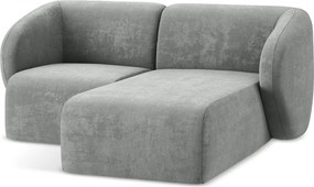 Szary narożnik z tkaniny szenilowej (prawostronny/z szezlongiem) Lani – Makamii