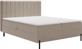Emporius Florence Box łóżko z materacem 140x200 - pojemnik, topper - łóżko dwusobowe 140x200 cm, nowoczesny styl - tkanina aksamitna, beżowy (Komodo 11)