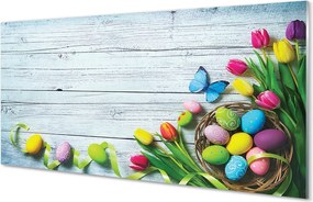 Szkło do Kuchni na Ścianę Wiosenne Jajka z Motylem