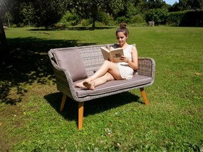 Dwuosobowa sofa ogrodowa z technorattanu LARGO szary niejednolity