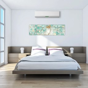 Obraz kwiata z motylami (170x50 cm)