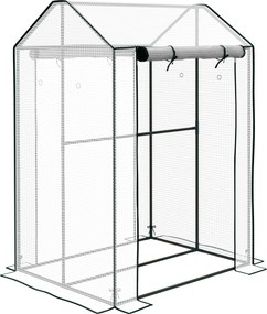 Outsunny Szklarnia foliowa z podwójnymi drzwiami, szklarnia na pomidory odporna na wiatr do ogrodu, biała, 100 x 80 x 150 cm