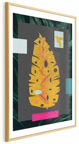 Plakat złotą liść 29,7x42 cm z ramą złotą z marginesem ARTGEIST B