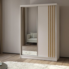 Szafa Przesuwna NELVIA 150 cm z Lustrem Szafa Dwudrzwiowa Biała