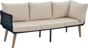 Zestaw mebli ogrodowych, 5 miejsc, narożna sofa, 1 stolik kawowy, na zewnątrz, stal ocynkowana, beżowy