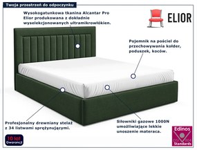 Zielone łóżko tapicerowane z pojemnikiem 3 rozmiary E5-M52