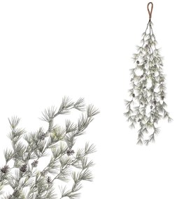 Sztuczna zwisająca gałąź Modrzewia z szyszkami, 100 cm, pokryta szronem