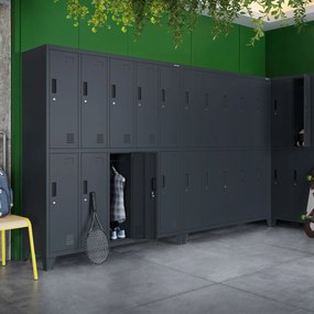 Szafa socjalna BHP ubraniowa 10-drzwiowa antracytowa: BARTEK 1360 x 1720 x 450 mm