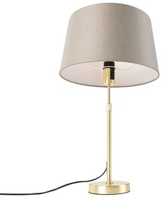 Lampa stołowa regulowana złota/mosiądz klosz szarobrązowy 35 cm - ParteWiejski/ Rustykalny / Vintage Oswietlenie wewnetrzne