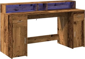 Biurko podświetlane 160 cm stare drewno E2-A11