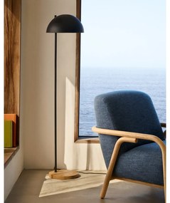 Czarna/w naturalnym kolorze lampa stojąca z metalowym kloszem (wysokość 150 cm) Catlar – Kave Home